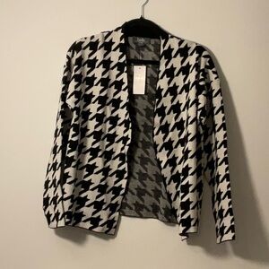 bellini Black and White Houndstooth Blazer Jacket